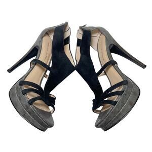 Pelle Moda Women's Gray Black Snake Print Platform High Heel Sandals Size 7